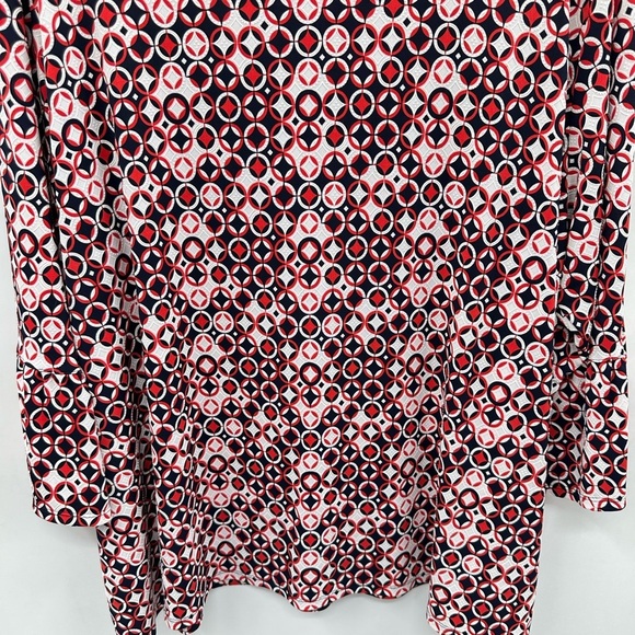 RUBY RD Red-Black bell sleeve plus size polyester stretch coastal grandma top 2X - Picture 10 of 11